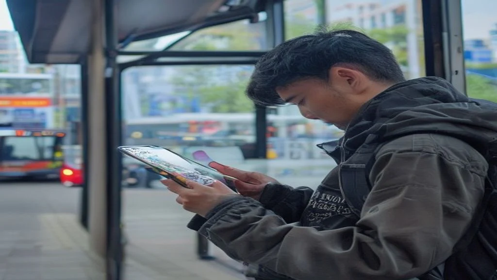 Pengusaha muda mengelola toko online lewat smartphone, menampilkan grafik penjualan dan aplikasi e‑commerce
