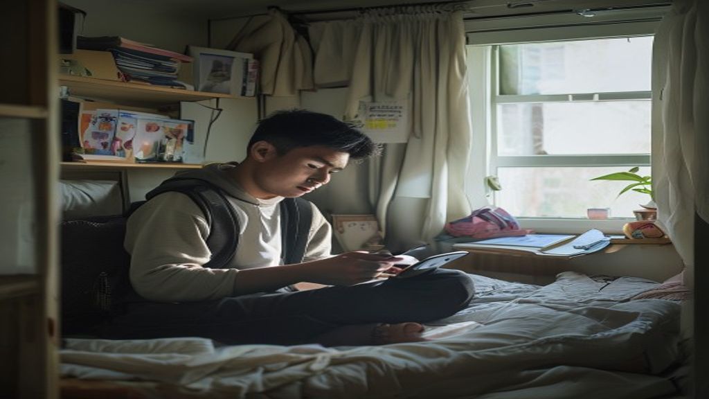 Pengusaha memanfaatkan smartphone untuk mengelola toko online, contoh bisnis digital modern.