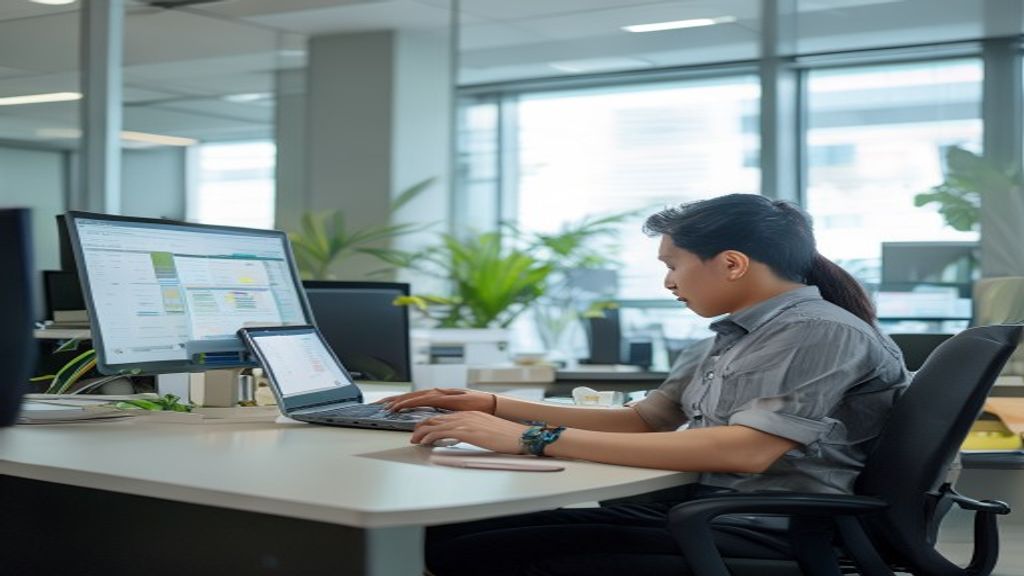Karyawan bekerja dari rumah sambil mengelola toko online, menunjukkan peluang bisnis digital fleksibel.