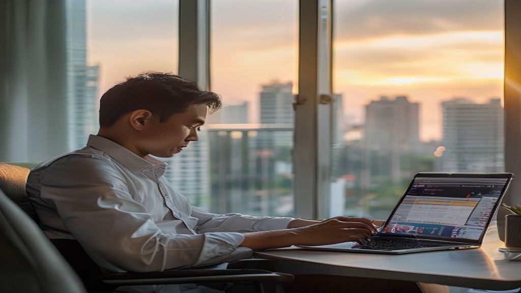 Karyawan bekerja dari rumah sambil mengelola toko online, menunjukkan peluang bisnis digital fleksibel.