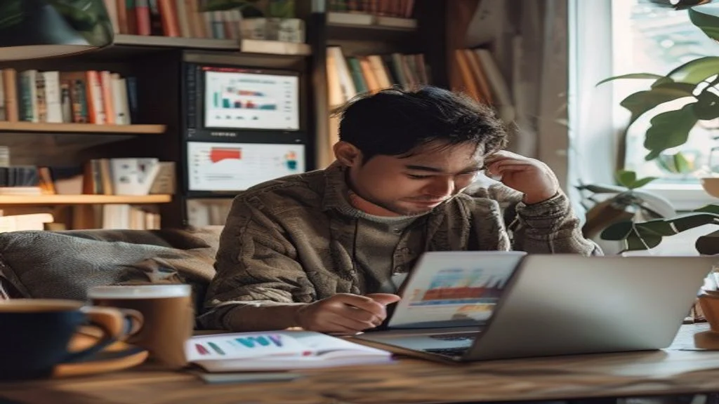 Ilustrasi proses menjual produk digital secara online dengan strategi pemasaran, platform e‑commerce, dan pembayaran ...