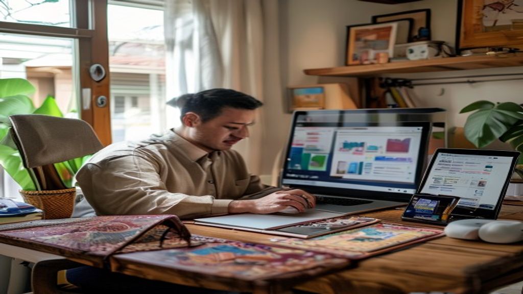 Ilustrasi langkah praktis memulai bisnis online dari nol dengan strategi pemasaran digital dan platform e‑commerce.