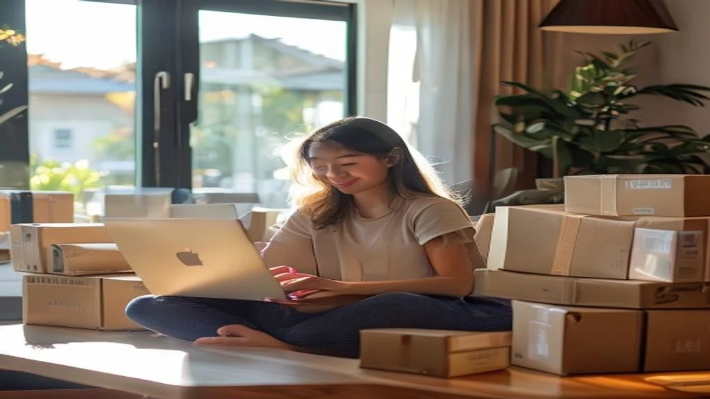Pengusaha bekerja di laptop dengan kopi, menunjukkan cara sukses menjalankan bisnis online dari rumah