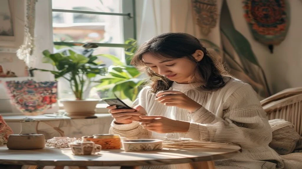 Ilustrasi cara mudah memulai bisnis online untuk pemula tanpa modal, dengan laptop, smartphone, dan grafik pertumbuhan.