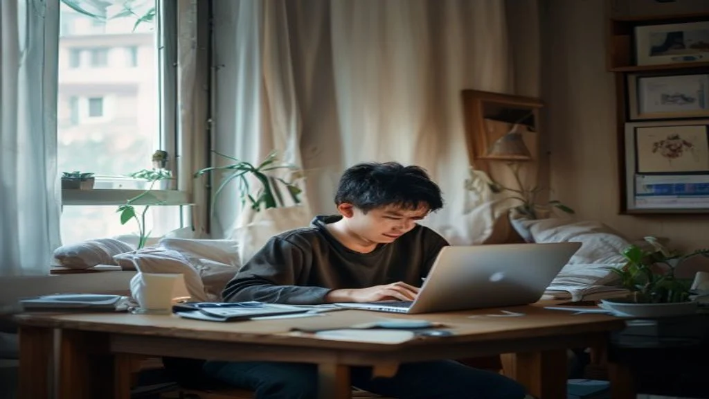 Ilustrasi peluang bisnis online bagi pemula tanpa modal, menampilkan laptop, grafik pertumbuhan, dan ikon digital
