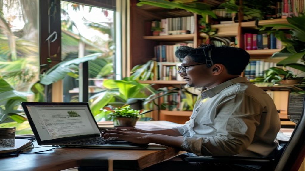 Ilustrasi langkah mudah memperoleh penghasilan tambahan secara online lewat kerja lepas, jual produk, atau kursus dig...