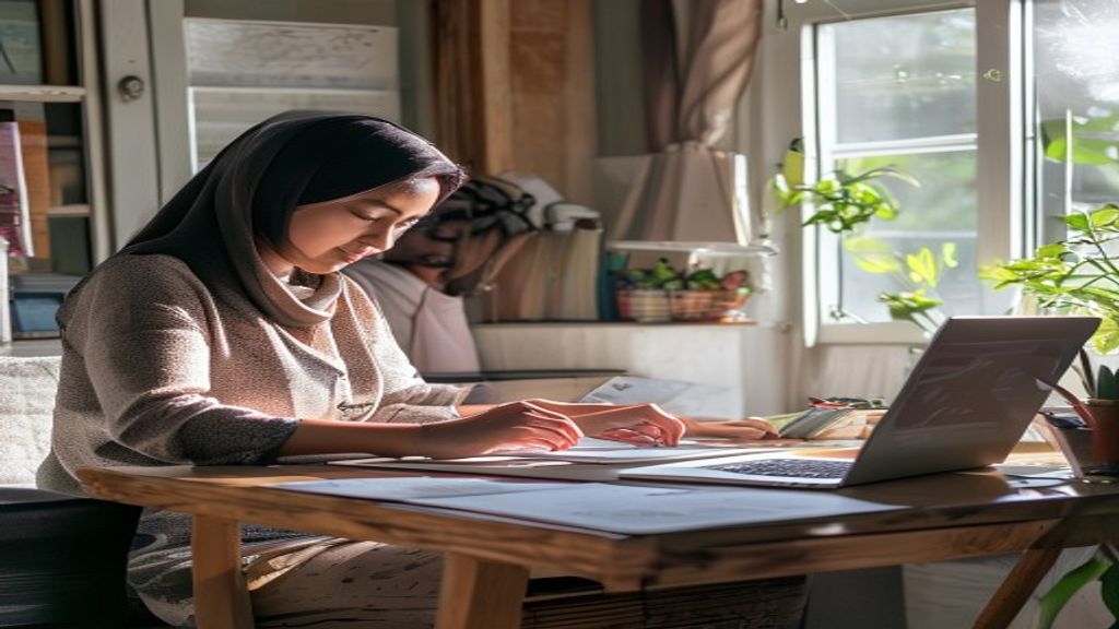 Ilustrasi langkah praktis untuk memperoleh penghasilan tambahan secara online dari rumah