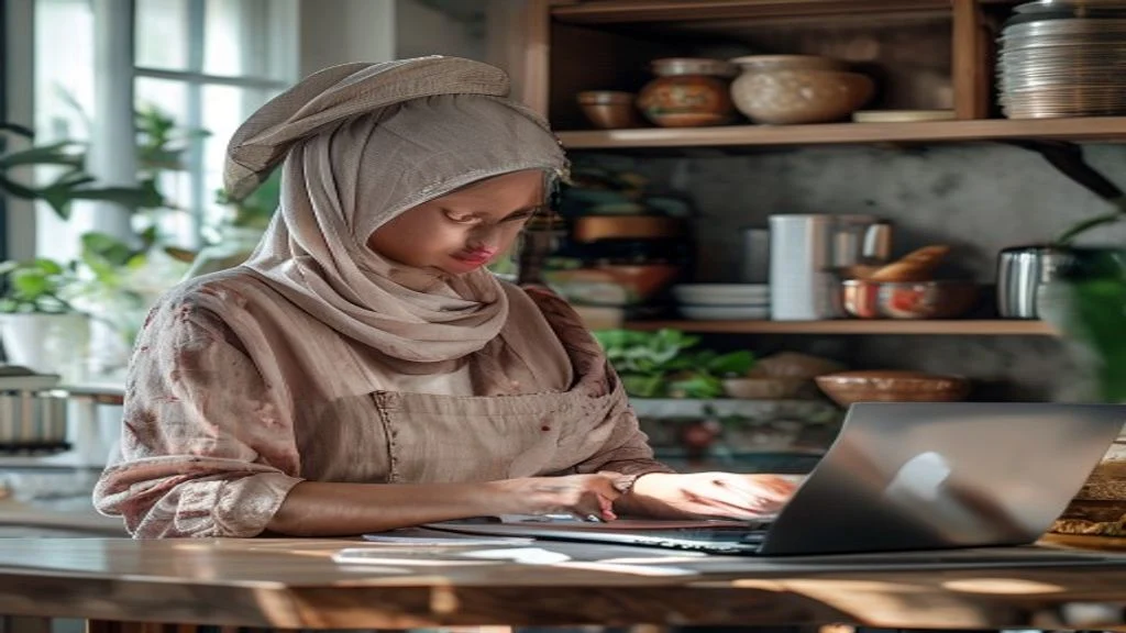 Ilustrasi langkah mudah cara menghasilkan uang dari internet dengan kerja freelance, jual produk, dan pemasaran afili...