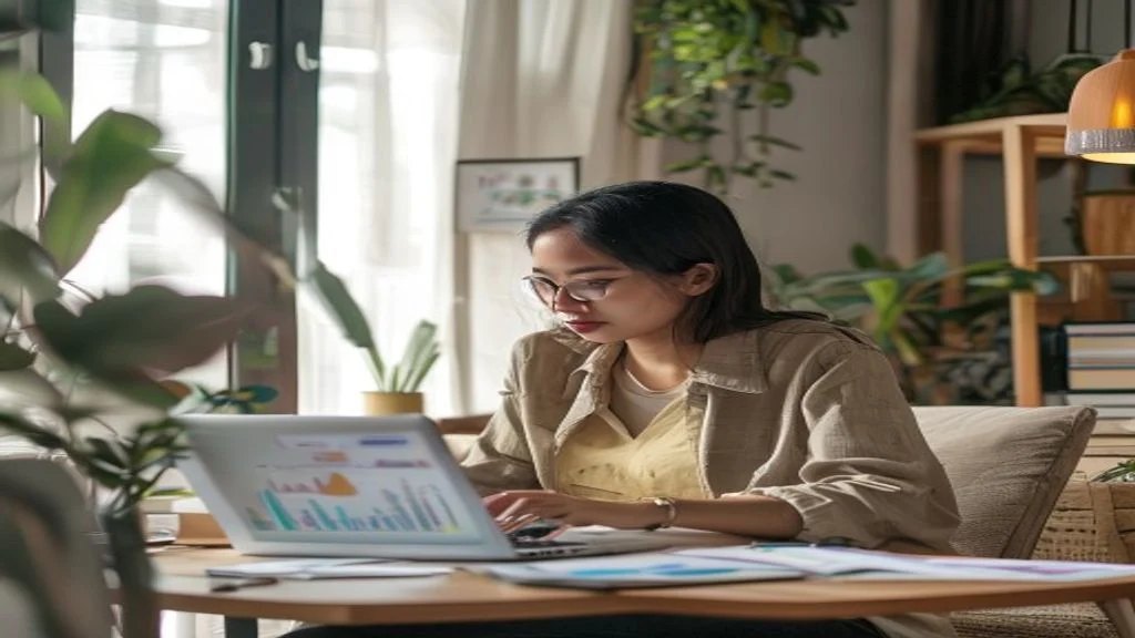 Grafik menampilkan 5 ide bisnis online dengan modal kecil untuk memulai usaha di rumah